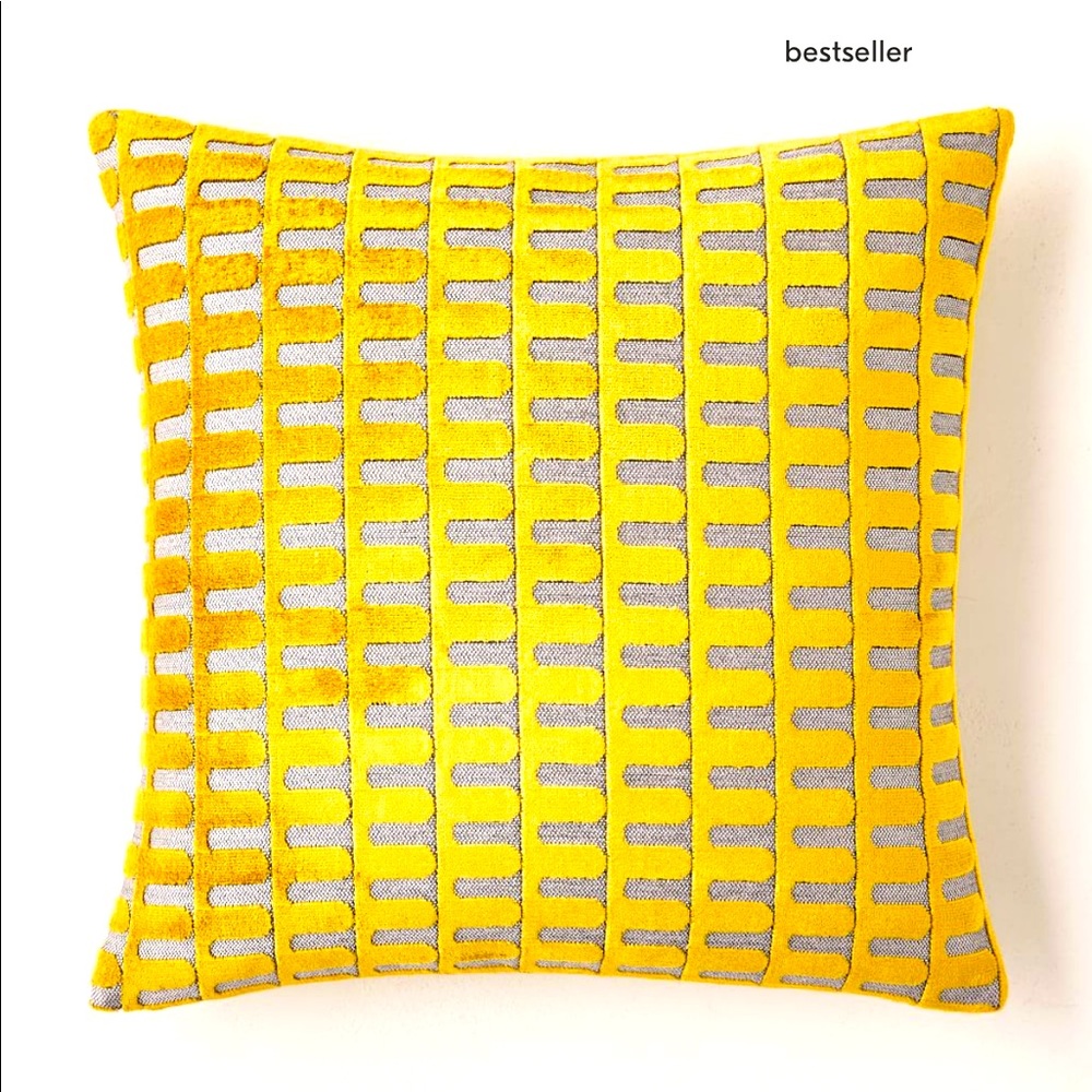 West Elm Cut velvet archways horseradish pillow cover